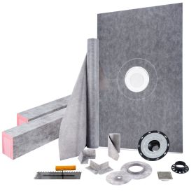 VEVOR Shower Curb Kit, 48"x72" Watertight Shower Curb Overlay with 4" PVC Central Bonding Flange, 4" Stainless Steel Grate