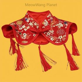 Handcrafted Chinese Inspired Pet Cape Cheongsam Style Cloak With Traditional Knot For Cats Small Dogs Elegant Four Season Pet Cape With Classic C (Option: M)