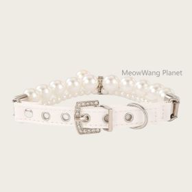 Dog Cat Collar Elegant Pearl Pet Collar Minimalist Adjustable Neck Accessory For Small Medium Dogs Cats Durable Comfortable Stylish Luxury Pet Gi (Option: M)