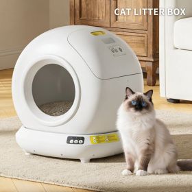 Best Automatic Cat Litter Box, 78L Fully Enclosed Tu-ya APP Smart Self-Cleaning Litter Box For Multi-Cat Homes (Option: White)