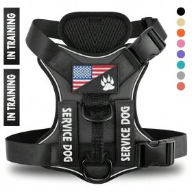 Reflective Breathable Solid Color Polyester Dog Strap (Option: Black-S)