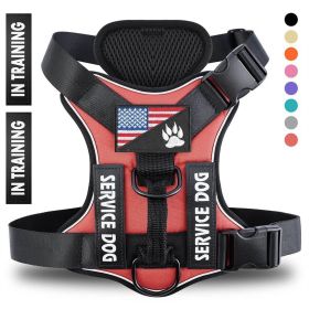 Reflective Breathable Solid Color Polyester Dog Strap (Option: Red-XL)
